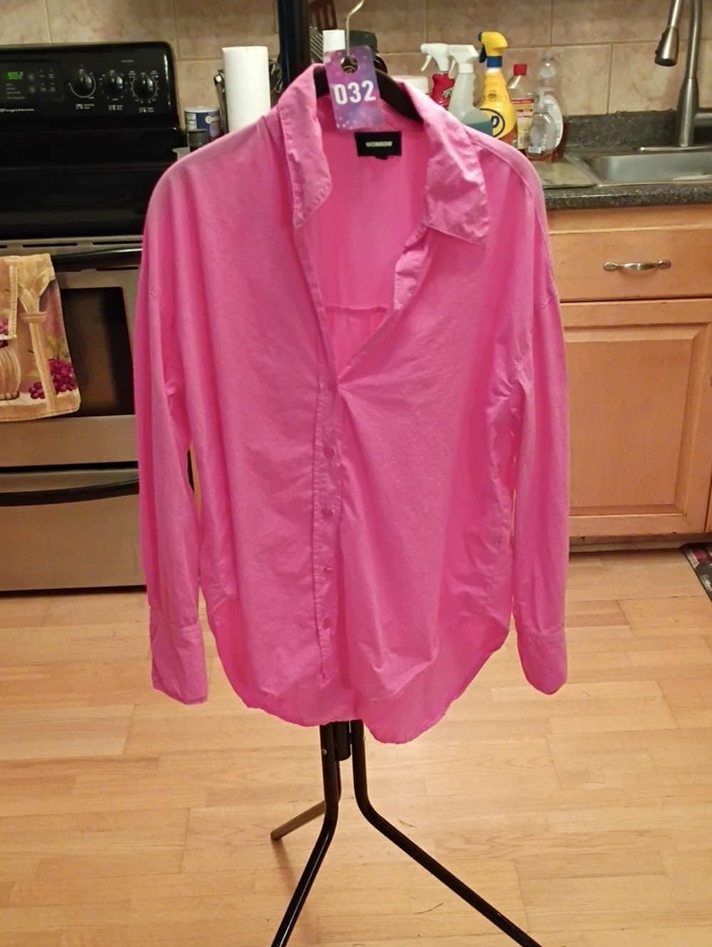 Monrow Hot Pink Relaxed Button-Front Blouse